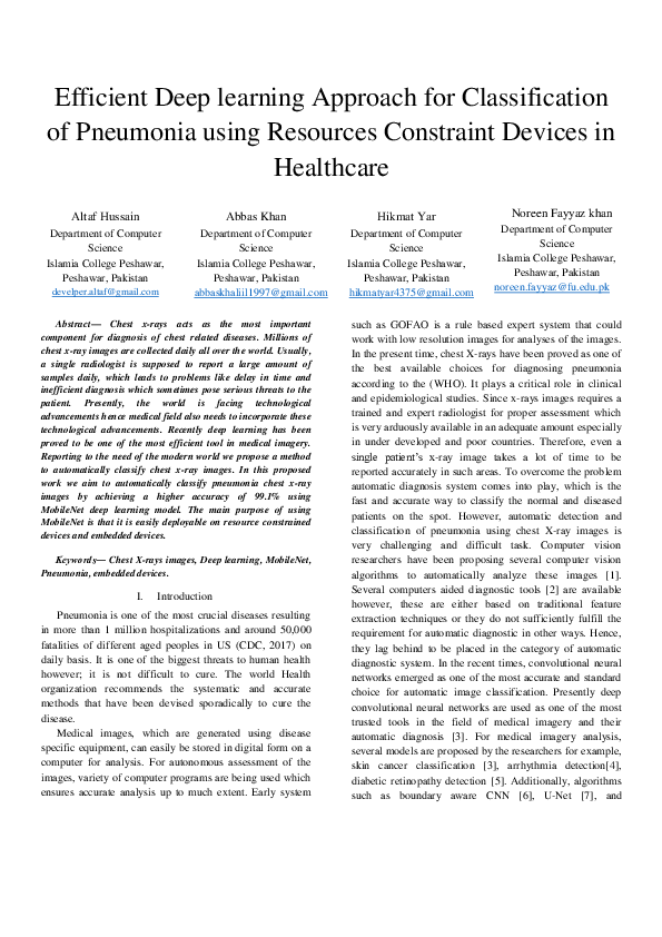 (PDF) Efficient Deep learning Approach for Classification of Pneumonia ...