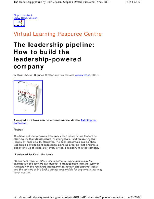 (PDF) Intro leadership pipeline book carlos alberto suarez silva