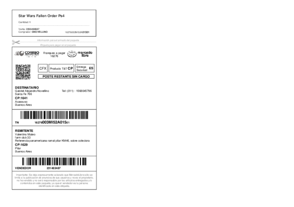 Pdf Cfx Producto T T Cp Poste Restante Sin Cargo Valentino Mateo Academia Edu