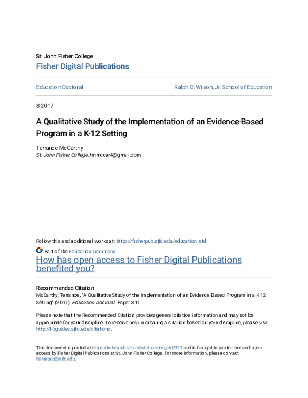 (PDF) A Qualitative Study of the Implementation of an Evidence-Based A ...