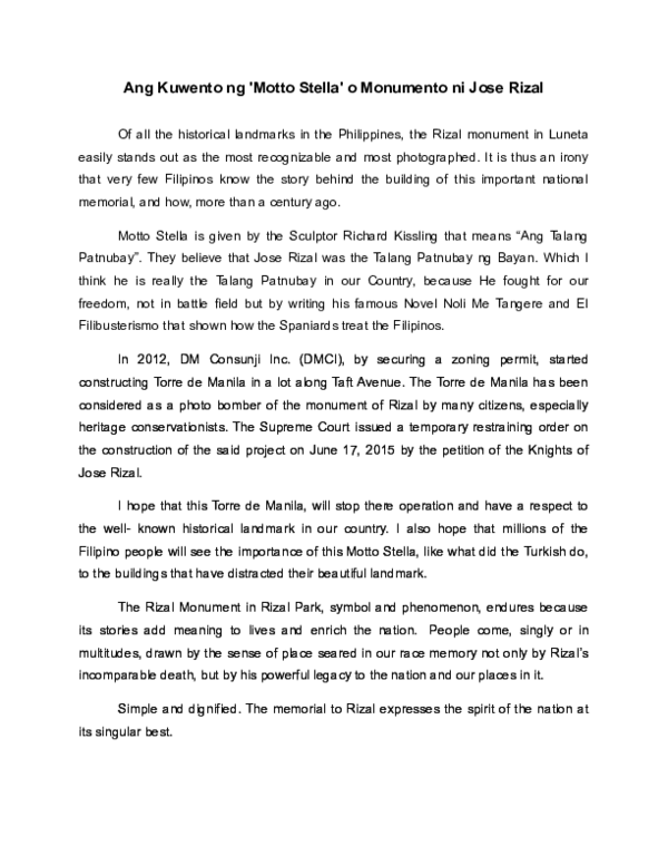 Rizal monument meaning picture