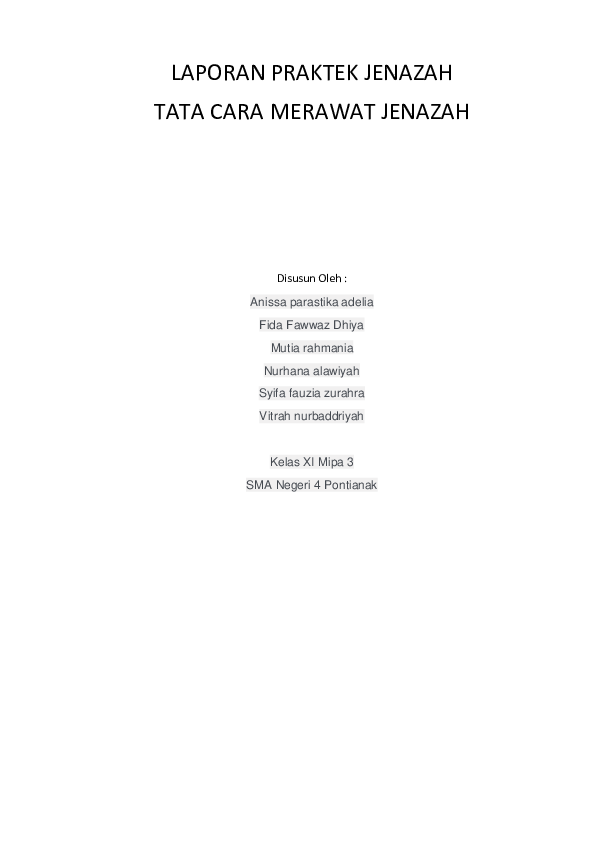 Doc Laporan Praktek Jenazah Tata Cara Merawat Jenazah