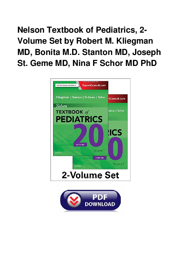 (PDF) Nelson Textbook of Pediatrics, 2 Volume Set Tania Angel Academia.edu