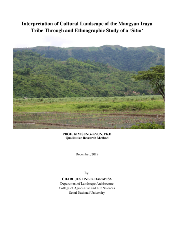 (PDF) Interpretation of Cultural Landscape of the Mangyan Iraya Tribe