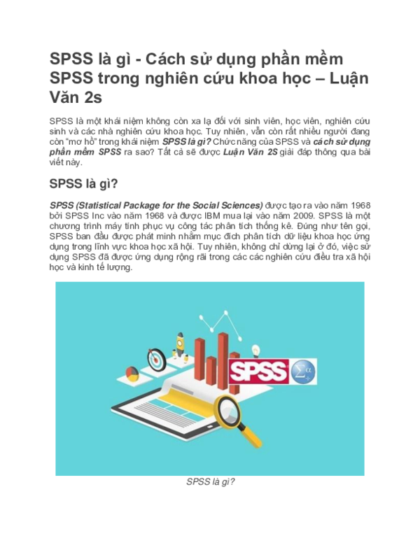 First page of “SPSS là gì -Cách sử dụng phần mềm SPSS trong nghiên cứu khoa học -Luận Văn 2s”