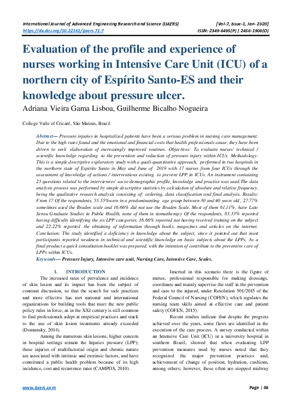 (PDF) Evaluation of the profile and experience of nurses working in ...