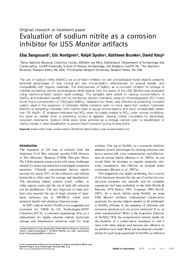 (PDF) Evaluation of sodium nitrite as a corrosion inhibitor for USS ...