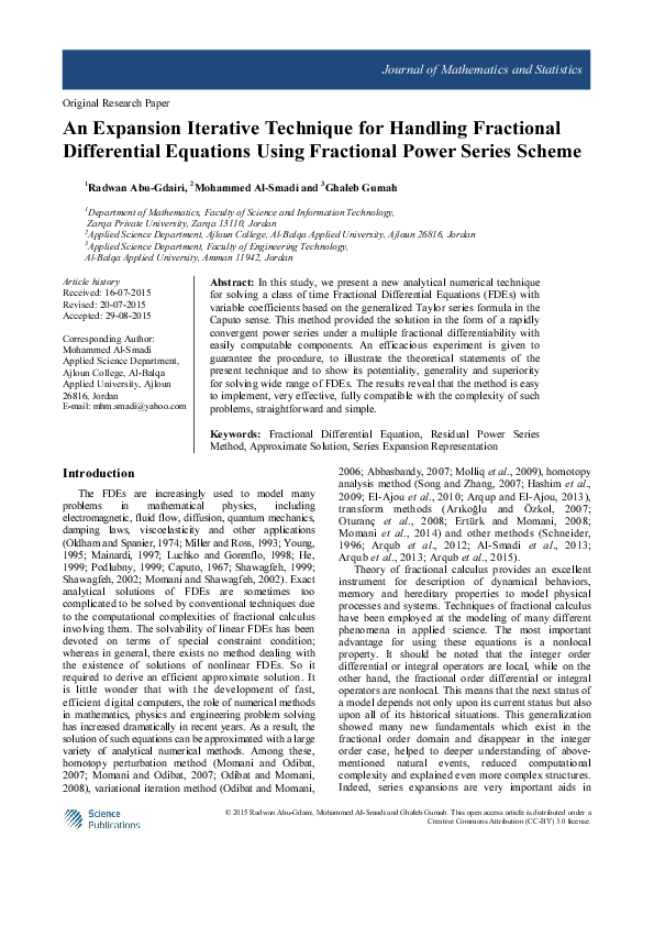 (PDF) An Expansion Iterative Technique for Handling Fractional ...