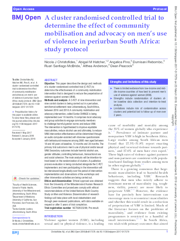 (PDF) A cluster randomised controlled trial to determine the effect of ...