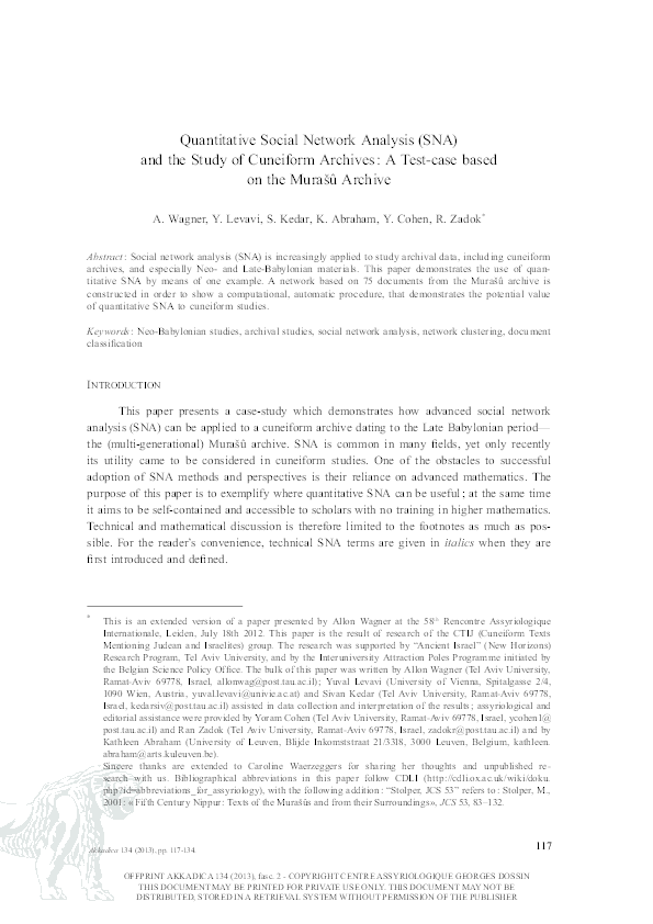 (PDF) Quantitative Social Network Analysis (SNA) and the Study of ...