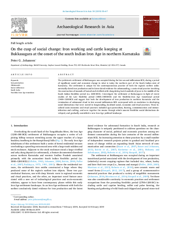 (PDF) On the cusp of social change: Iron working and cattle keeping at ...