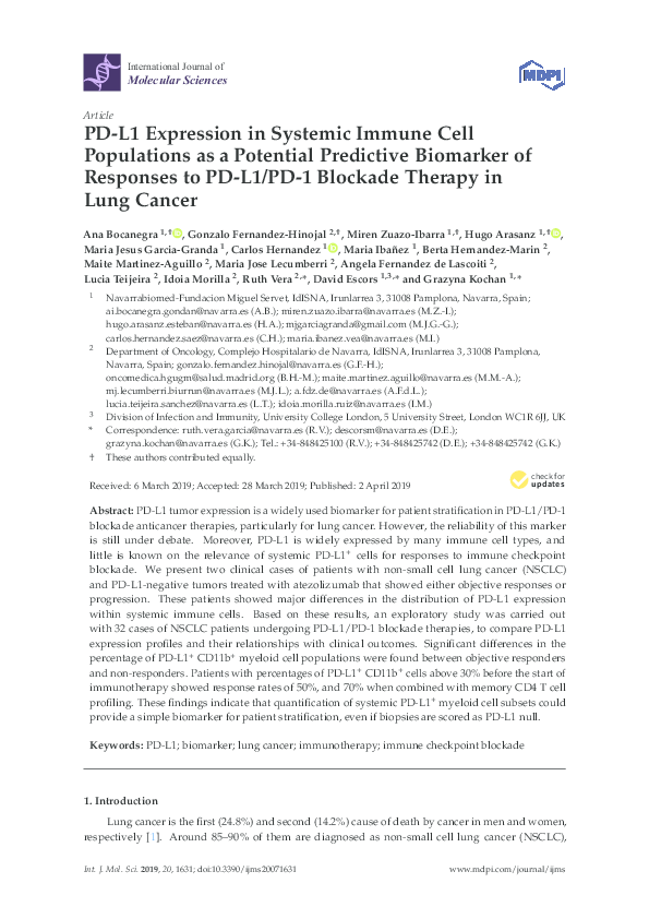(PDF) PD-L1 Expression in Systemic Immune Cell Populations as a ...