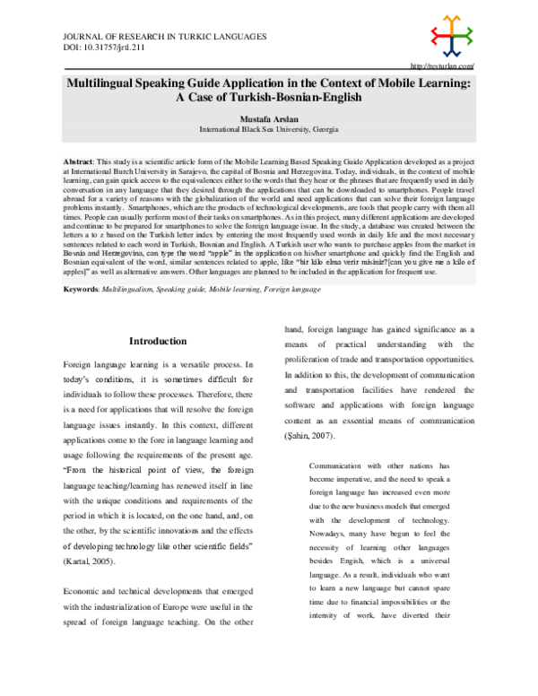 (PDF) Multilingual Speaking Guide Application in the Context of Mobile ...