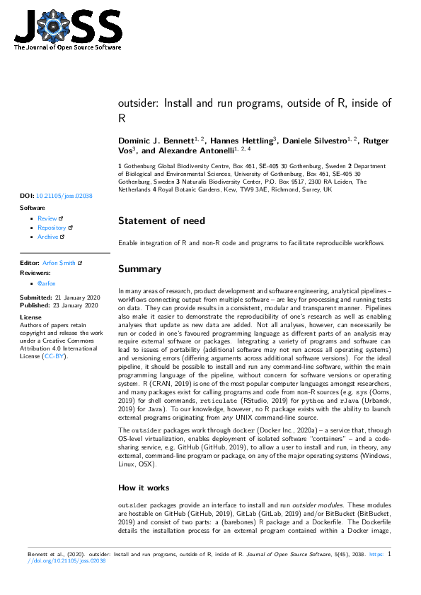 (PDF) outsider: Install and run programs, outside of R, inside of R