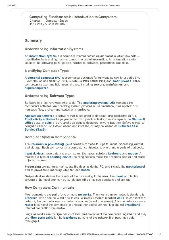 (PDF) Computing Fundamentals: Introduction to Computers Summary ...