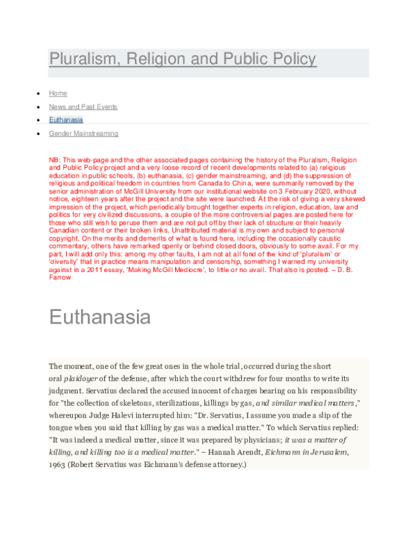 First page of “Euthanasia”