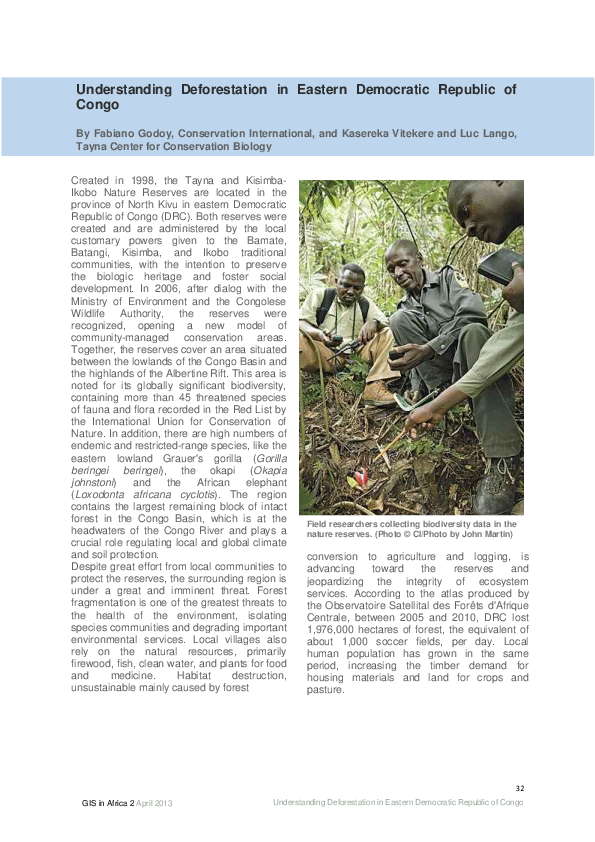 (PDF) Understanding Deforestation in Eastern Democratic Republic of ...