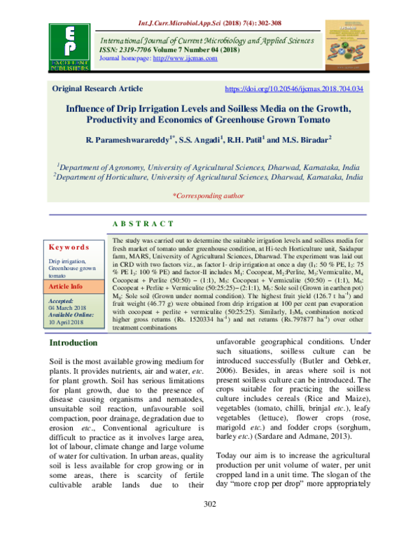 (PDF) Influence of Drip Irrigation Levels and Soilless Media on the ...