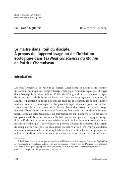(PDF) Le maître dans l’œil du disciple. À propos de l’apprentissage ou