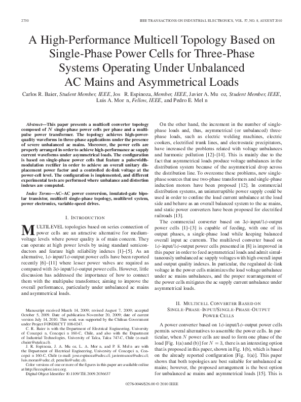 (PDF) A High-Performance Multicell Topology Based on Single-Phase Power ...