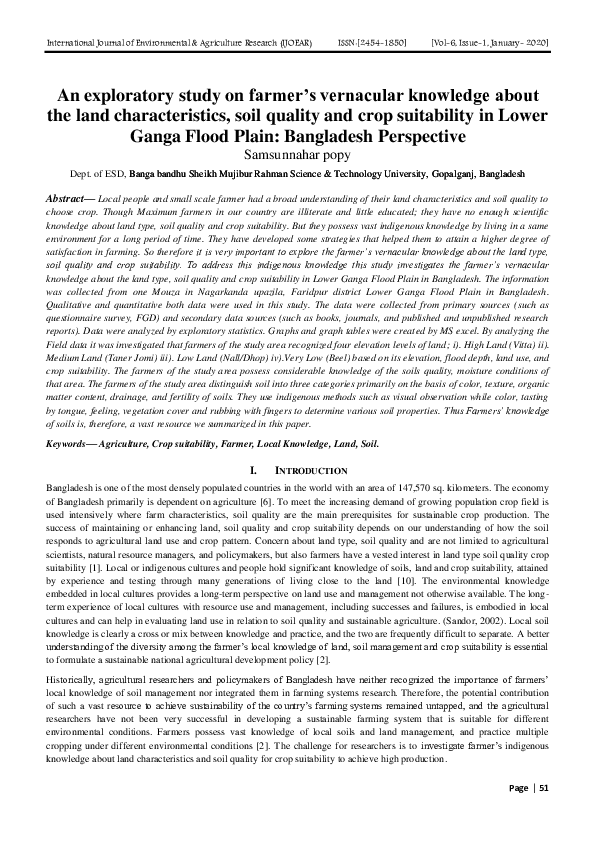 (PDF) An exploratory study on farmer's vernacular knowledge about the