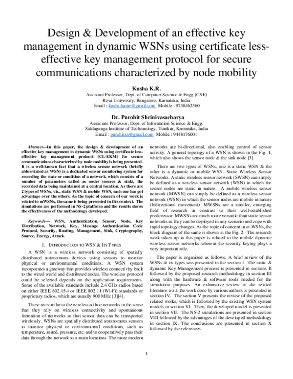 (PDF) Design & Development of an effective key management in dynamic ...
