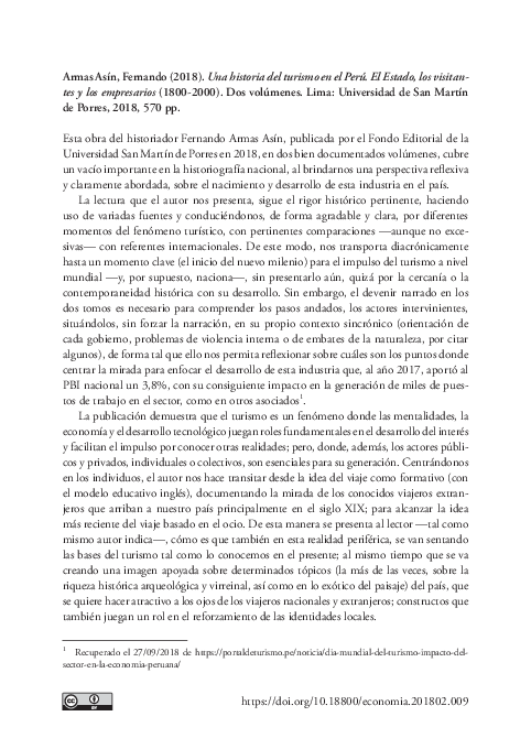 (PDF) ARMAS ASIN, FERNANDO. Una Historia del turismo en el Perú. El