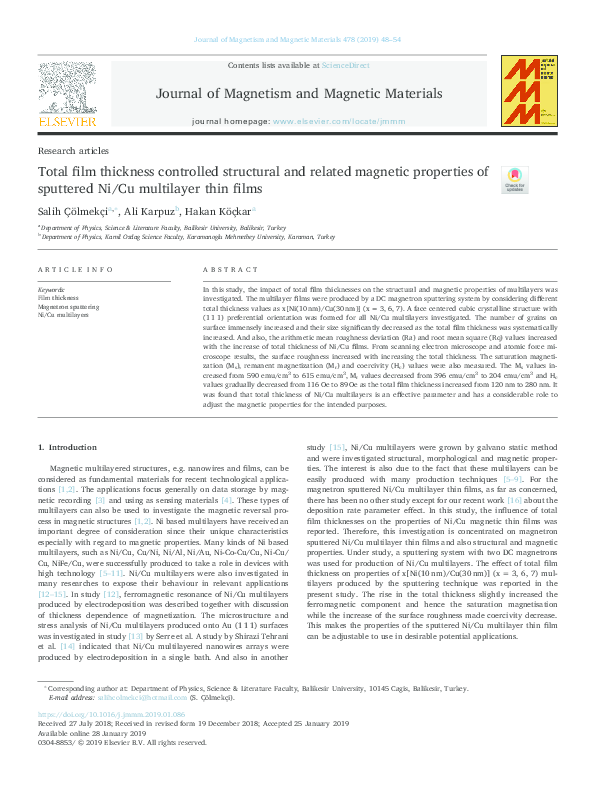 (PDF) Total film thickness controlled structural and related magnetic ...