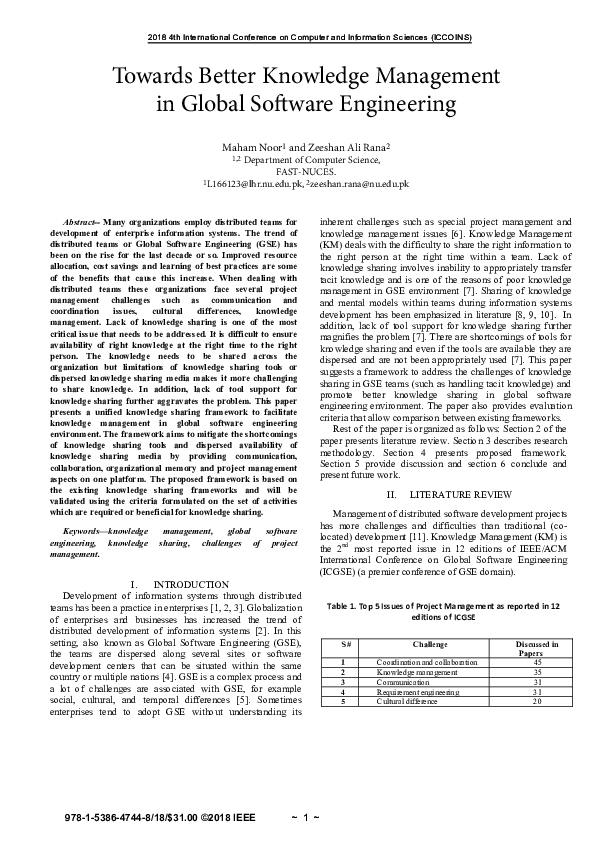 (PDF) Towards Better Knowledge Management in Global Software ...