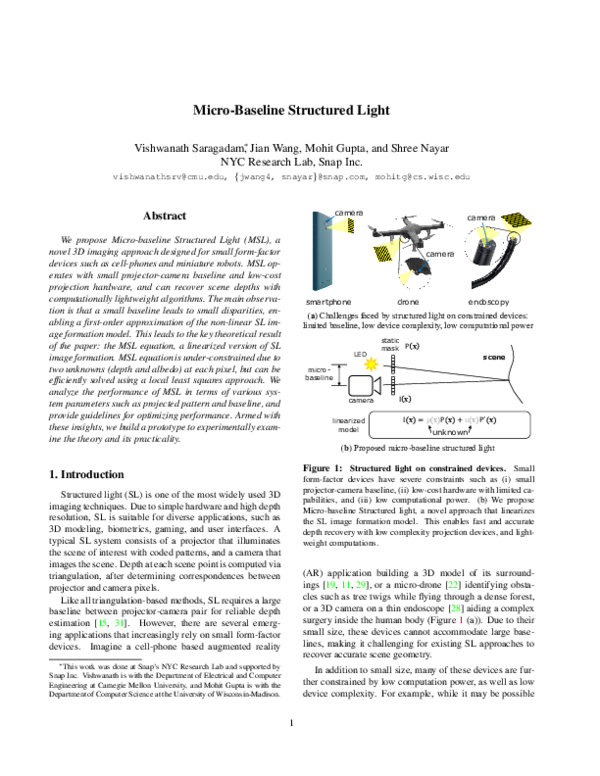 (PDF) Micro-Baseline Structured Light