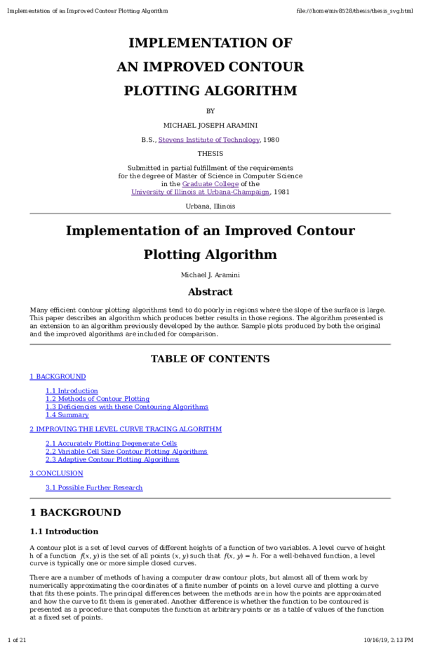 (PDF) Implementation of an Improved Contour Plotting Algorithm