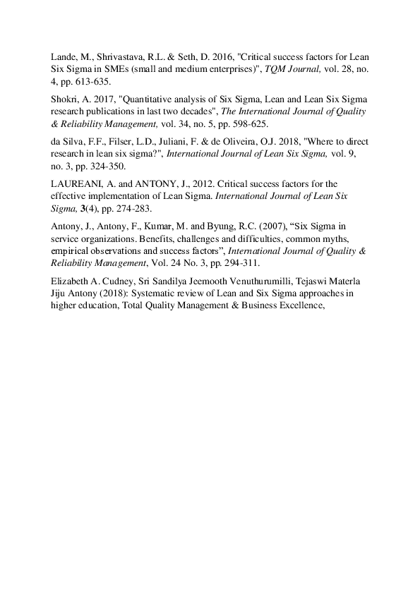 (DOC) Systematic review of Lean and Six Sigma approaches in higher ...
