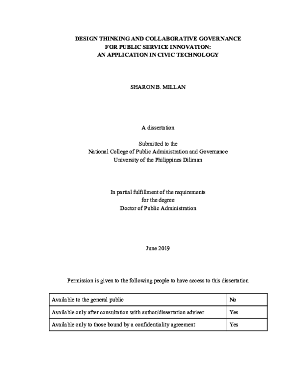 (PDF) DESIGN THINKING AND COLLABORATIVE GOVERNANCE FOR PUBLIC SERVICE ...