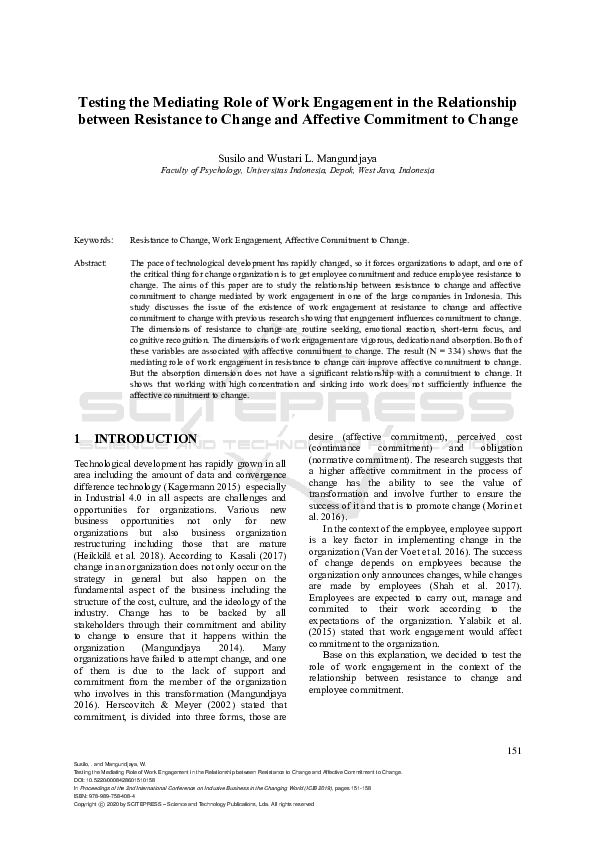 (PDF) Testing the Mediating Role of Work Engagement in the Relationship ...