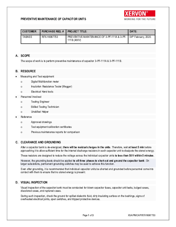 Qaqc Inspection Checklist For Capacitor Bank Hse Docu vrogue.co