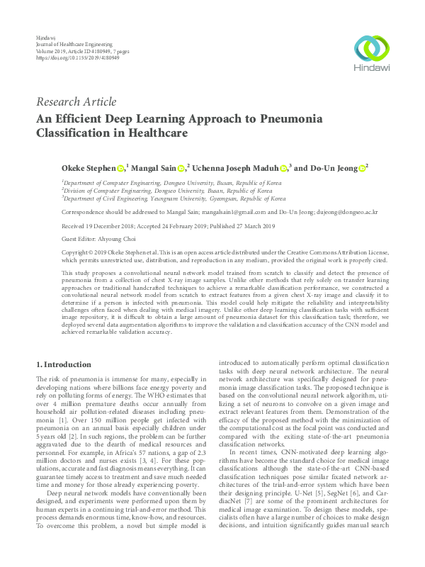 (PDF) An Efficient Deep Learning Approach to Pneumonia Classification ...