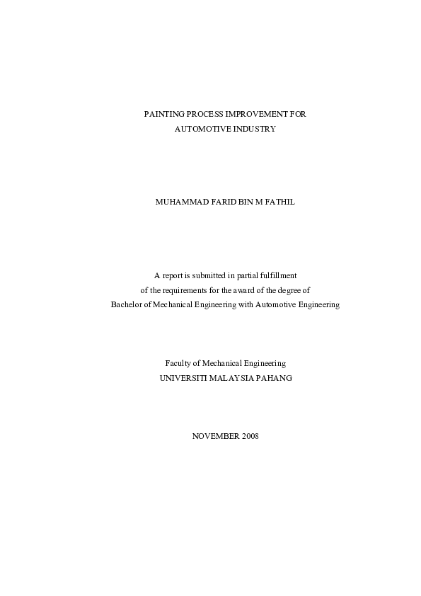 (PDF) PAINTING PROCESS IMPROVEMENT FOR AUtomotive industry MOHD FIRDAUS Academia.edu