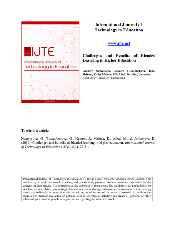 (PDF) Challenges and Benefits of Blended Learning in Higher Education