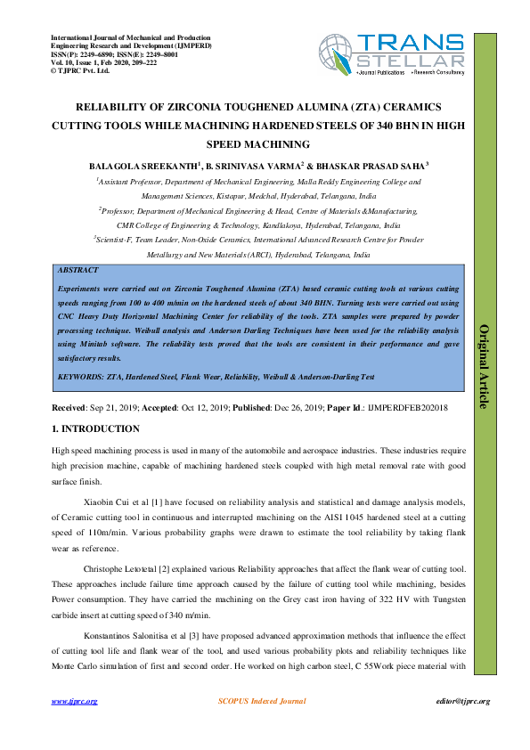 (PDF) RELIABILITY OF ZIRCONIA TOUGHENED ALUMINA (ZTA) CERAMICS CUTTING ...