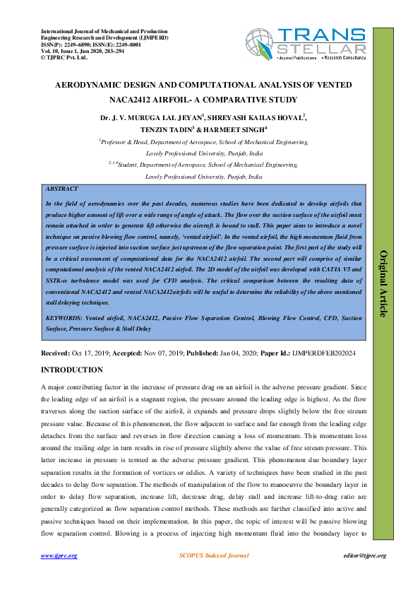 (PDF) AERODYNAMIC DESIGN AND COMPUTATIONAL ANALYSIS OF VENTED NACA2412 ...