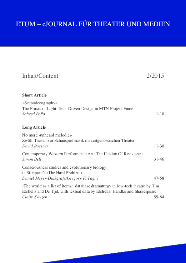 Pdf Etum Ejournal Fur Theater Und Medien 3 2 2015 Andreas
