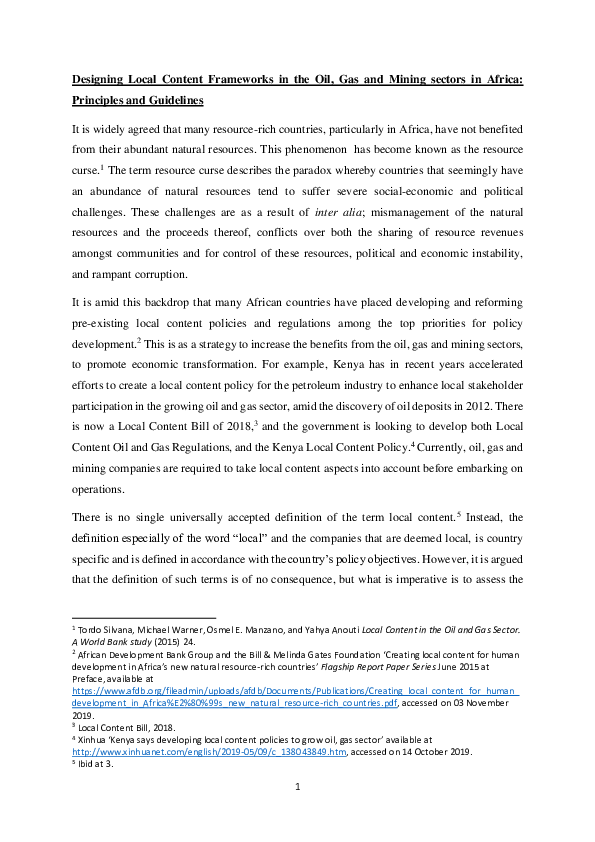 (PDF) Designing Local Content Frameworks in the Oil, Gas and Mining ...