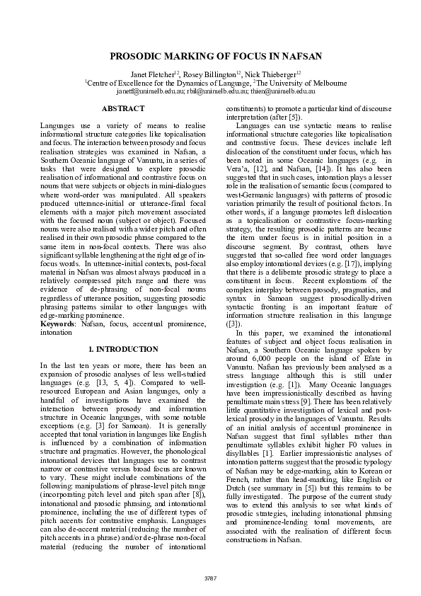 (PDF) Prosodic marking of focus in Nafsan