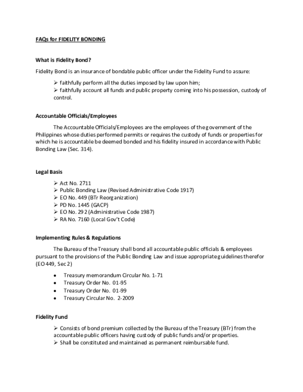 (DOC) FAQs for FIDELITY BONDING