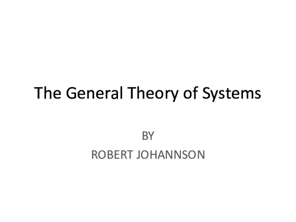 (PDF) The General Theory of Systems
