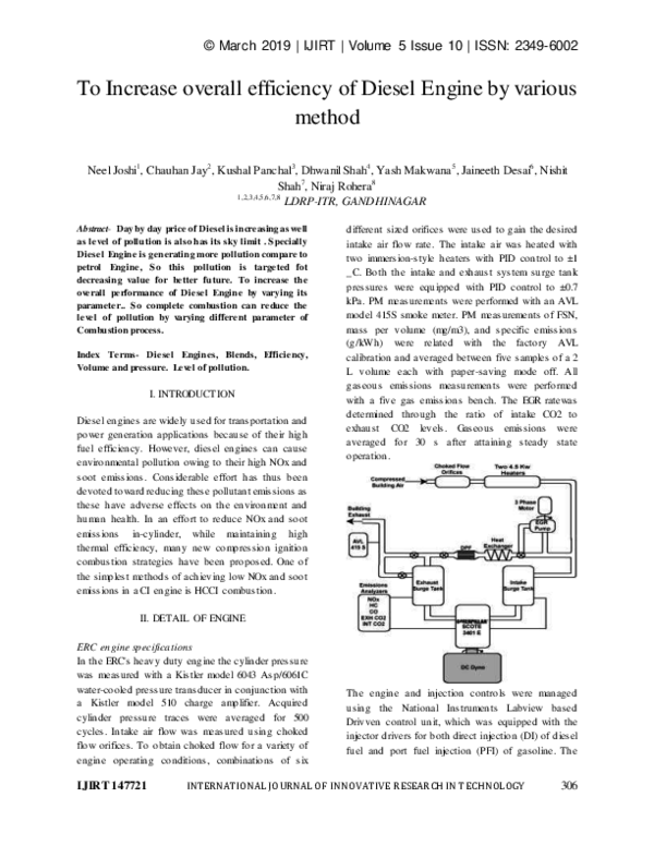 (PDF) To Increase overall efficiency of Diesel Engine by various method