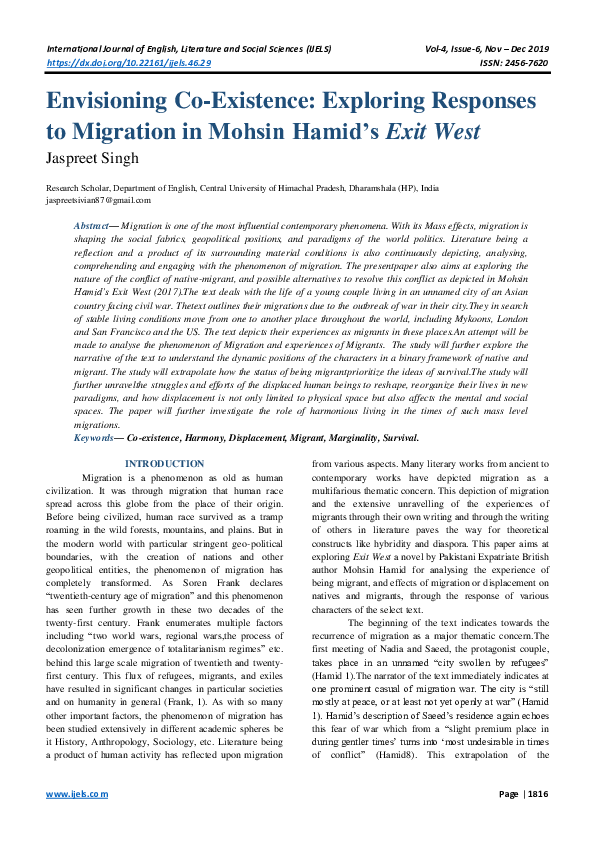 Exit west themes image