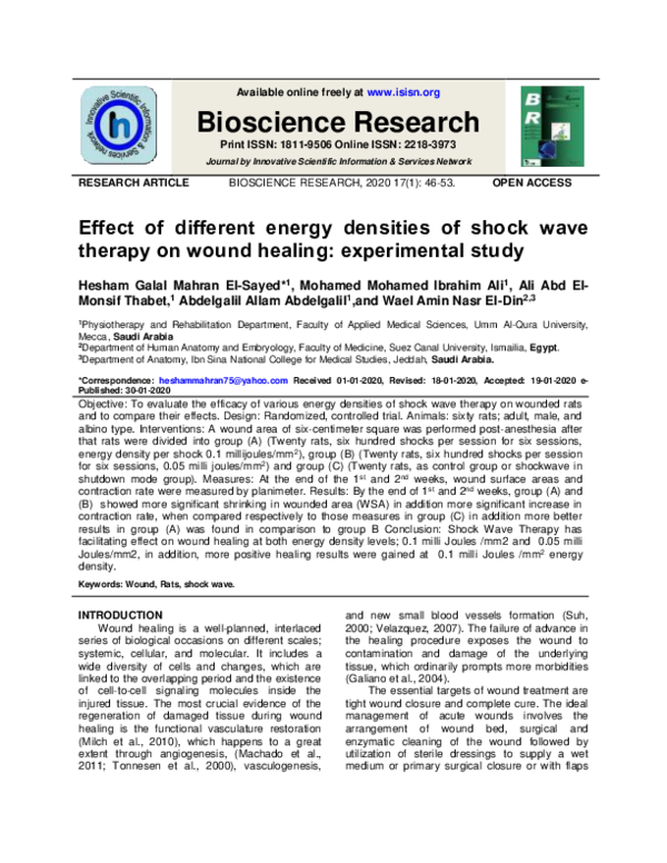 (PDF) Effect of different energy densities of shock wave therapy on ...