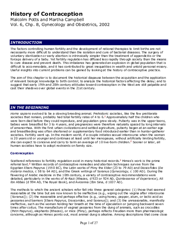History of Contraception