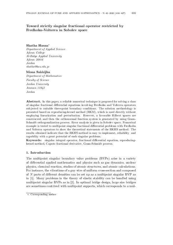 (PDF) Toward strictly singular fractional operator restricted by